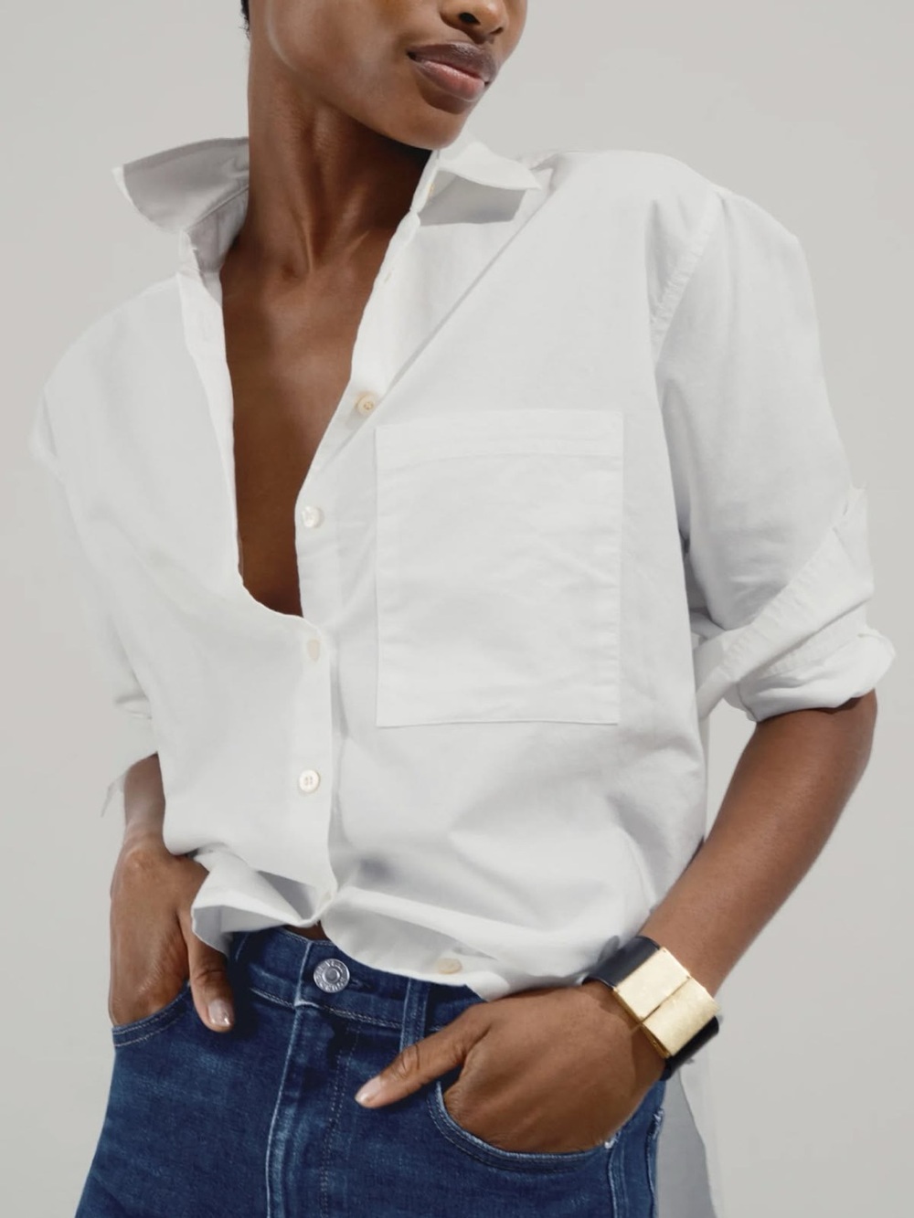 AYR The Deep End Button Down Shirt Cotton White Medium